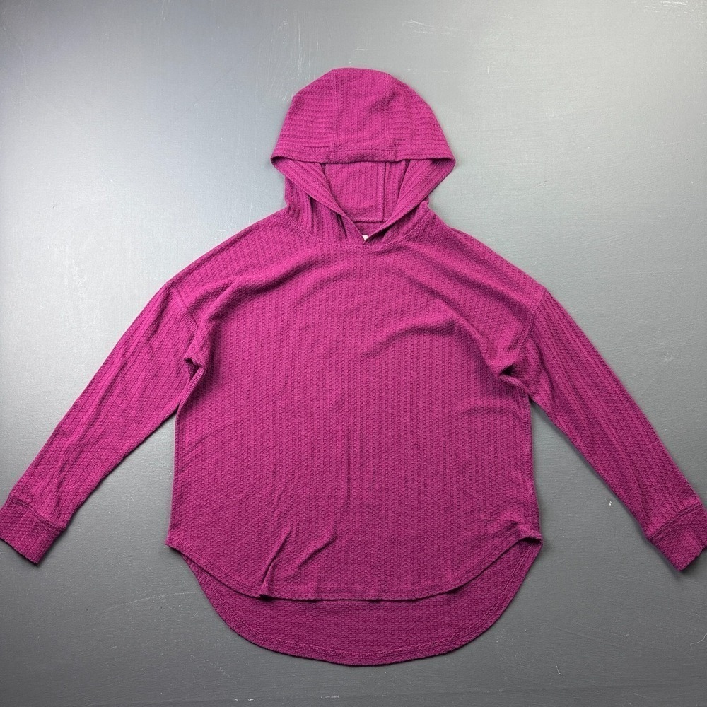 Chaser Women's Small Purple Waffle Knit Hoodie Long Sleeve Boho Casual Soft Top
